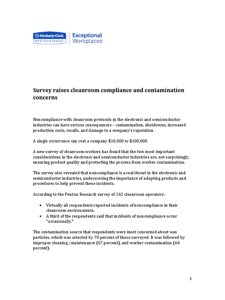 Cleanroom Compliance Survey Insights | PDF | Glove | Survey Methodology