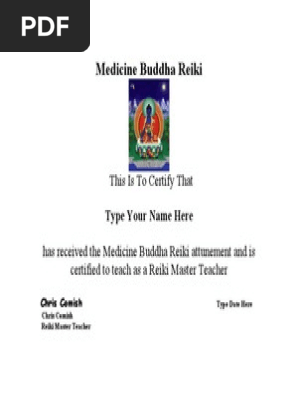Medicine Buddha Reiki Certificate