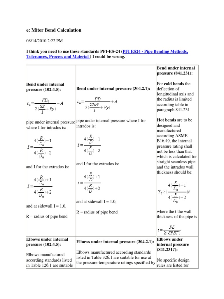 Miter Bend Calculation Standards | PDF | Pipe (Fluid Conveyance ...