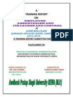 A Training Report ON: Jaypee Rewa Plant (2013-2015)