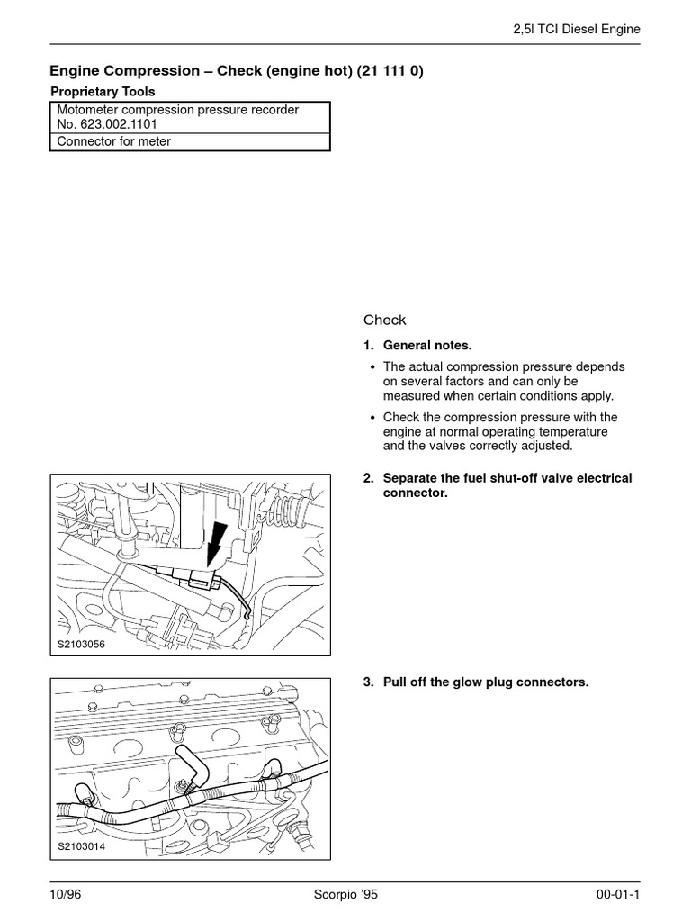 Engine Compression - Check (Engine Hot) (21 111 0) : Proprietary Tools ...