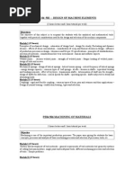 Pe 04 502: Design of Machine Elements: Objectives