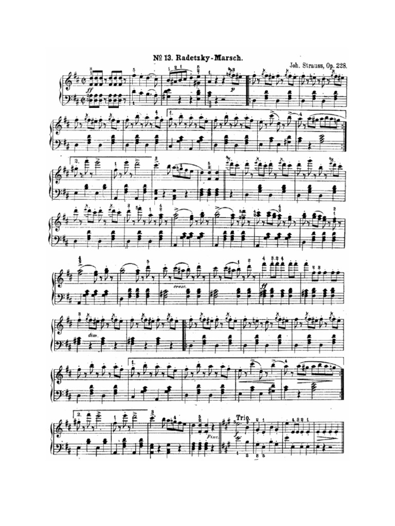 Radetzky March Piano Score
