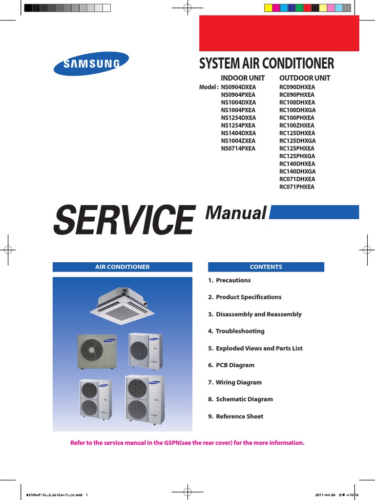 Samsung CAC (Global 4 Way Cassette) Service Manual | Air Conditioning | Hvac