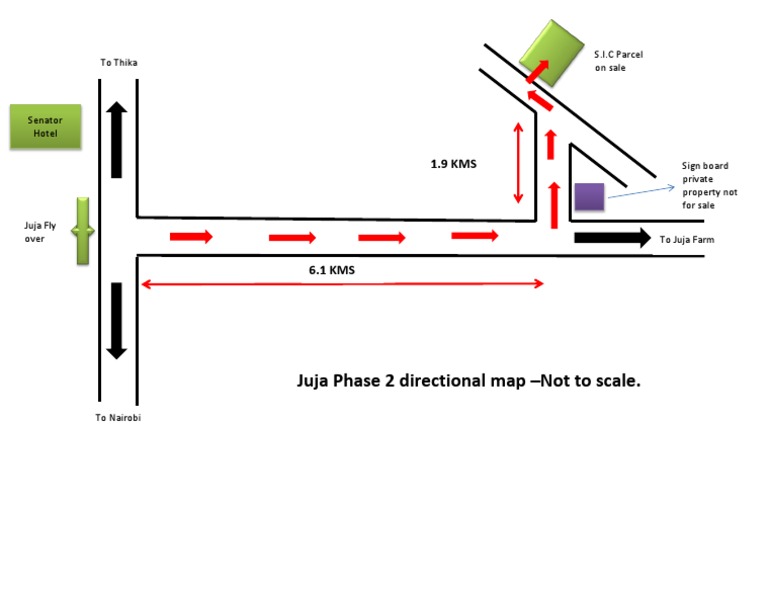 Juja Phase 2 Directional Map - Not To Scale.: To Thika S.I.C Parcel On ...