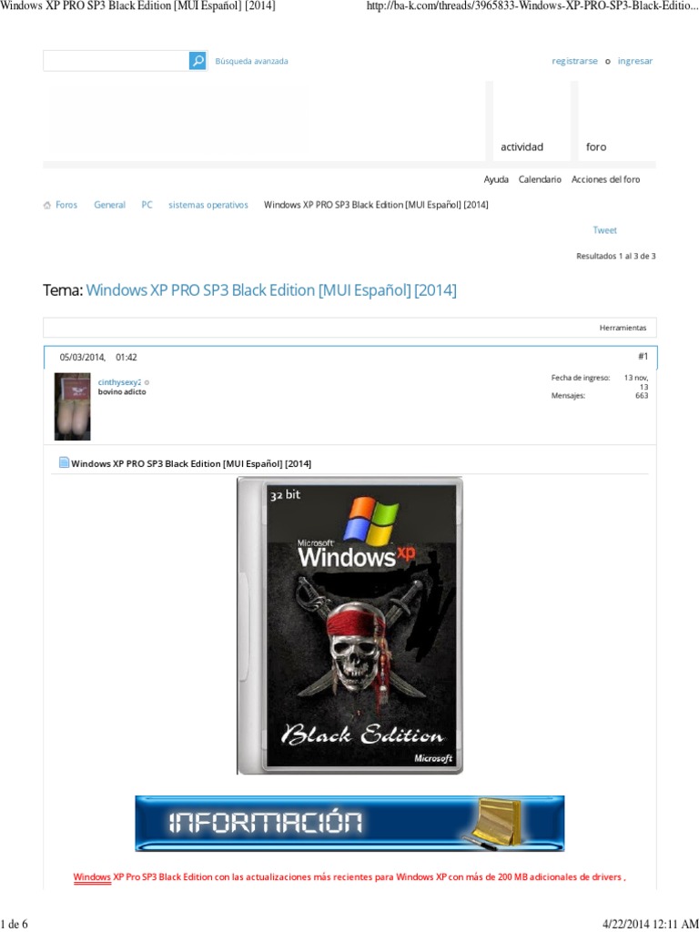 Windows XP PRO SP3 Black Edition (MUI Español) (2014) | PDF | Windows ...