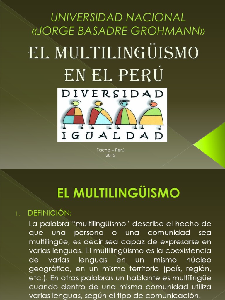 Multilinguismo Diapositivas[1] Con Video Multilingüismo Idioma español