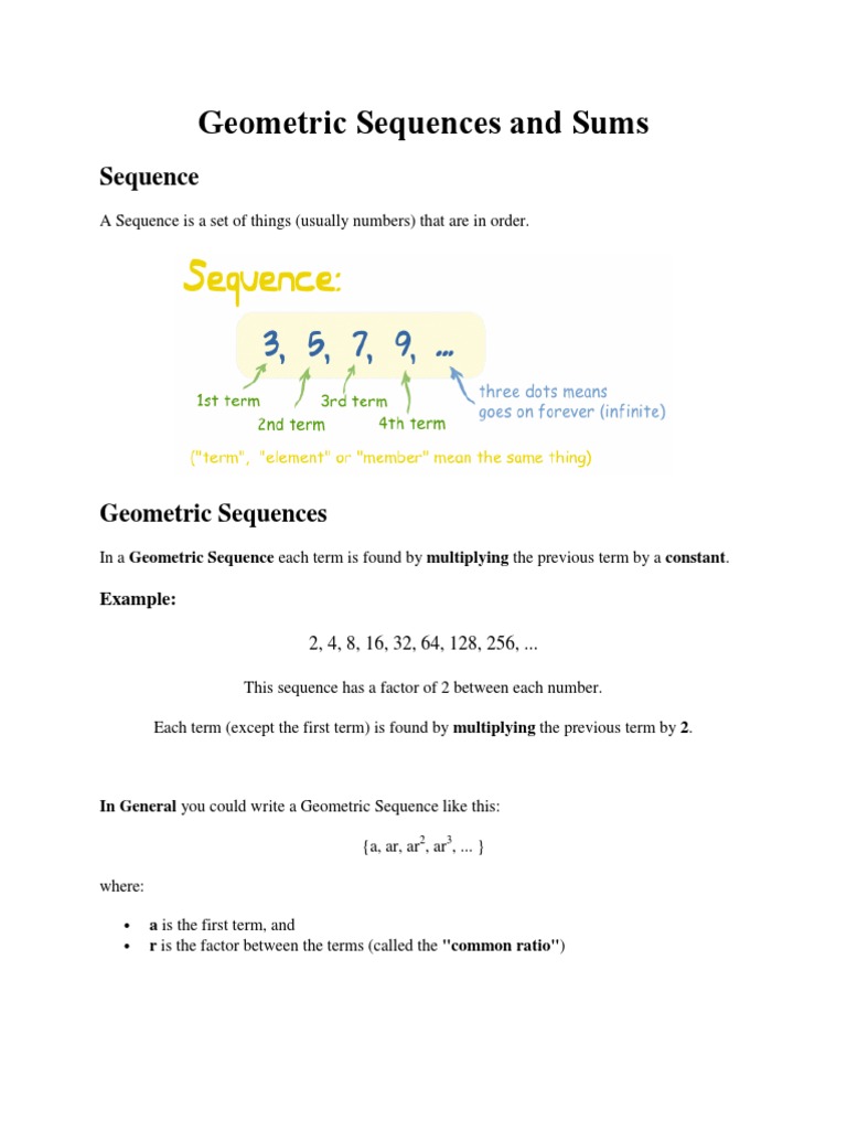 Geometric Sequences and Sums: Sequence | PDF | Triangle | Summation