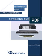 LTRT-39261 Mediant Gateways With PBX T1 and PAETEC SIP Trunk Configuration Note