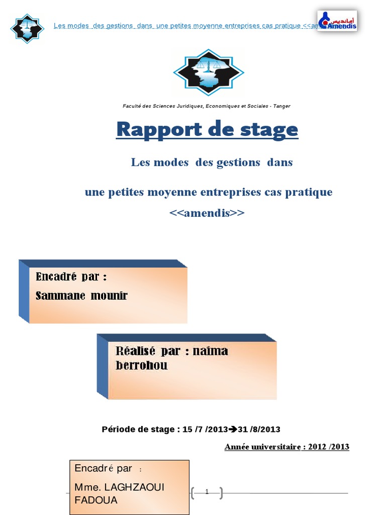 Historique D Une Entreprise Exemple Rapport De Stage
