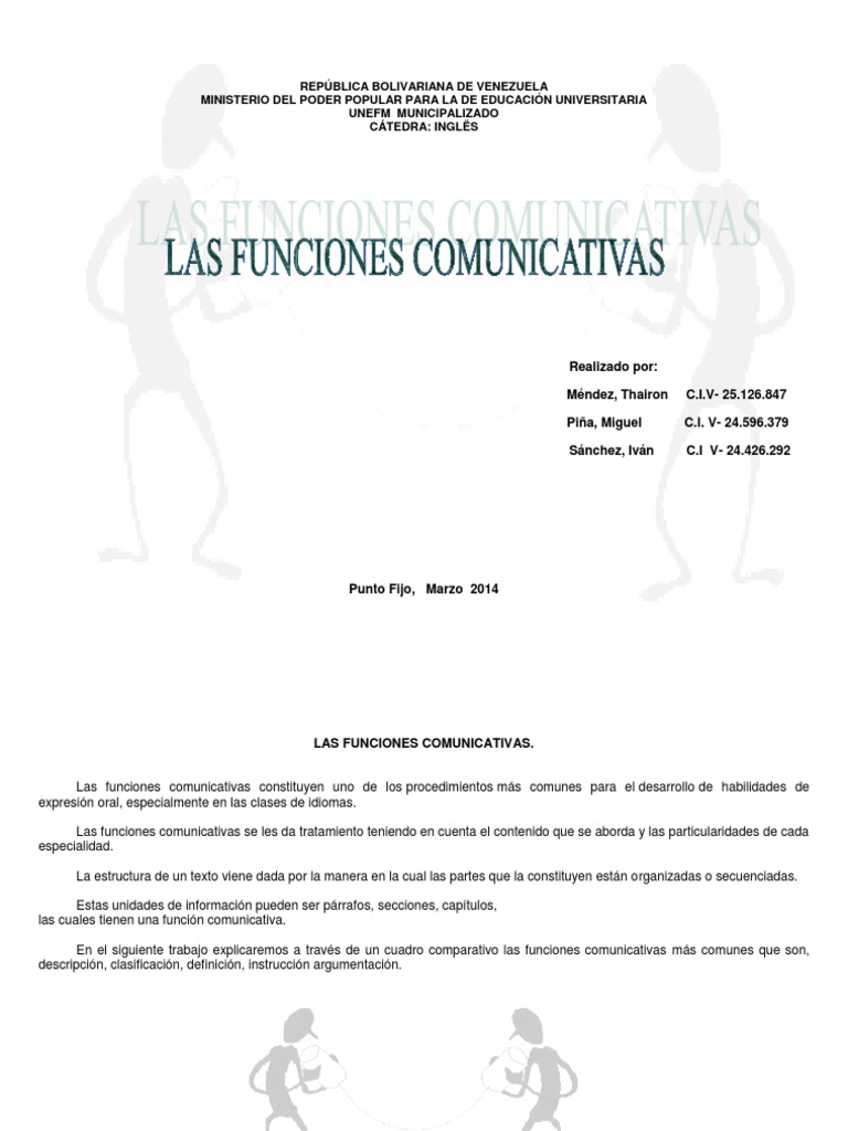 Cuadro Comparativo de Las Funciones Comunicativas | PDF | Ciencia ...
