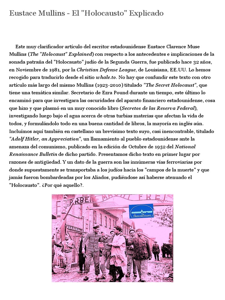 Editorial streicher eustace mullins el holocausto explicado pdf