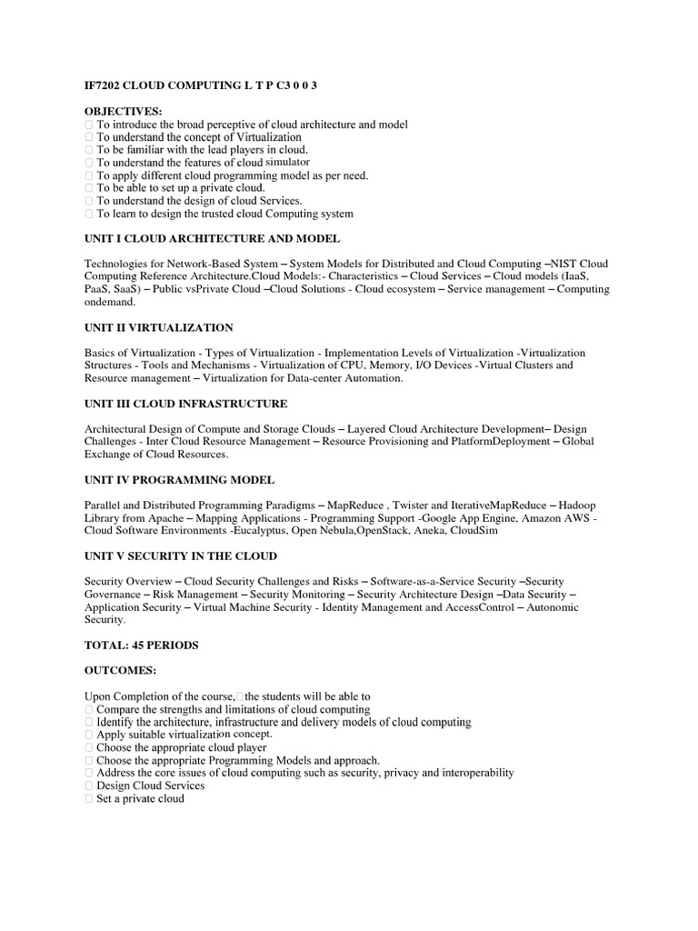 If7202 Cloud Computing Syllabus | Download Free PDF | Cloud Computing ...