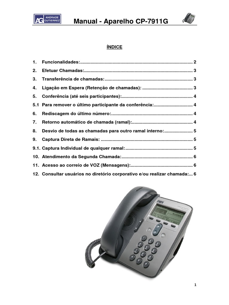 Manual Aparelho IP Cisco 7911 | Telephone | Computing