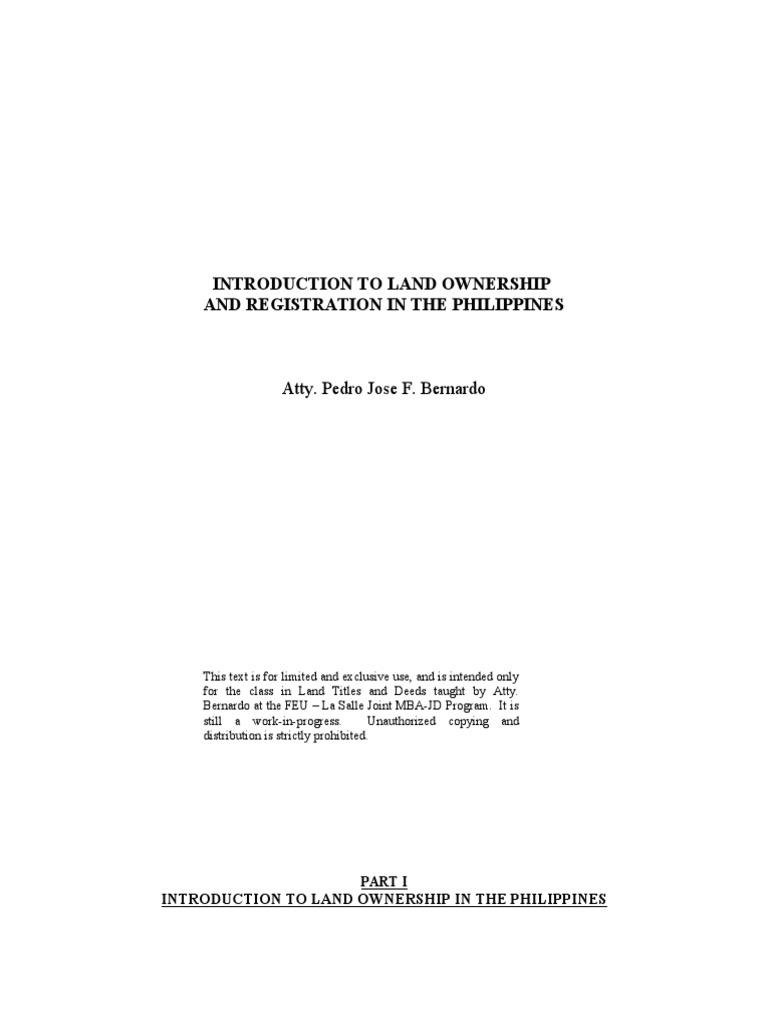 Handbook On The Philippine Law On Land Ownership and Registration PDF