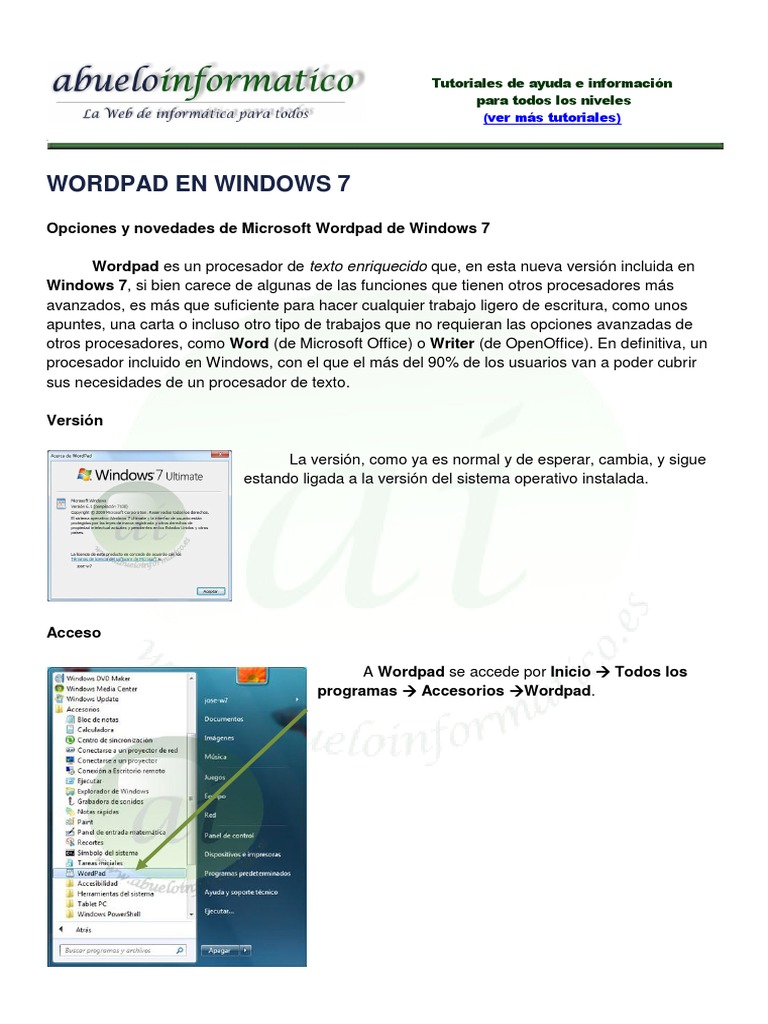 Wordpad w7 | PDF | Windows 7 | Microsoft Windows