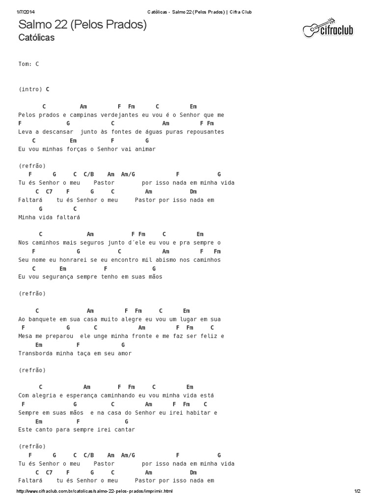 Catolicas Salmo 22 Pelos Prados Cifra Club salmo 22 pelos prados cifra club