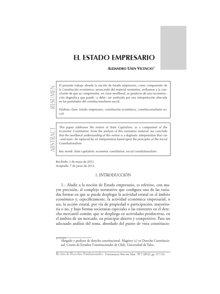 El Estado Empresario Pdf Constitución Estado De Bienestar