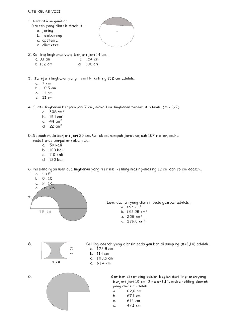 Soal Matematika Kelas 6 Keliling Dan Luas Lingkaran - soalkunci.my.id