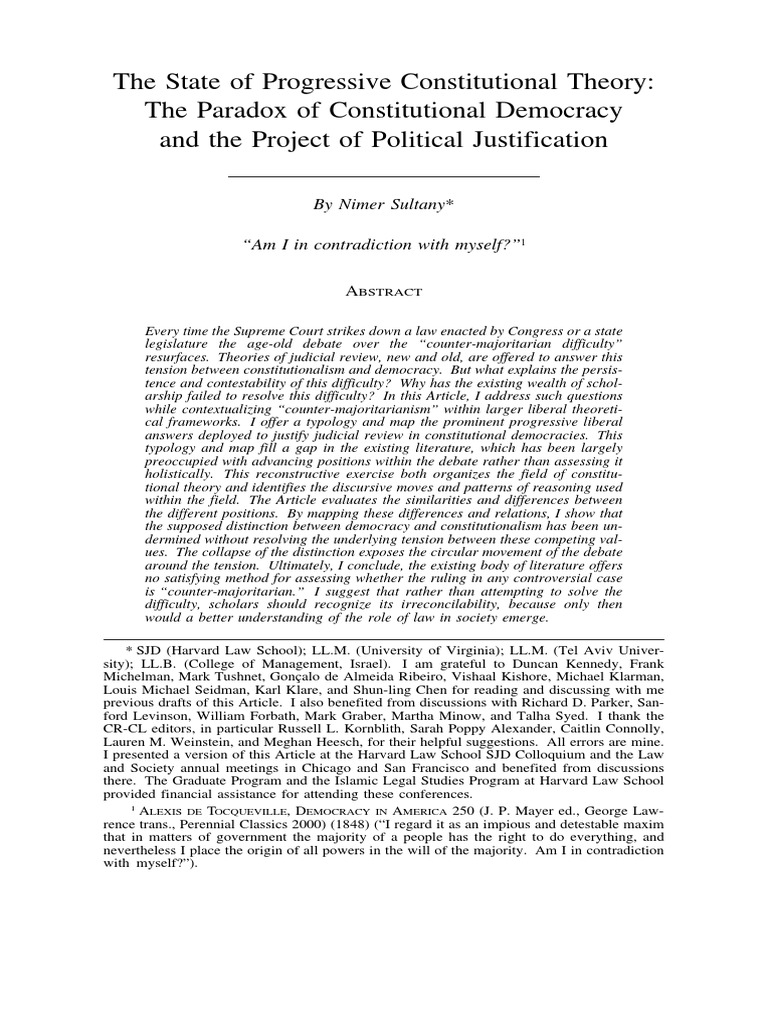 Progressive Constitutional Theory Analysis | PDF | John Rawls ...