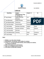 Date Sheet For Cycle Test 1 (2014-15) Date/Day Subject (Kindergarten: Prep Jr. & Prep. SR.) Grade I-V VI
