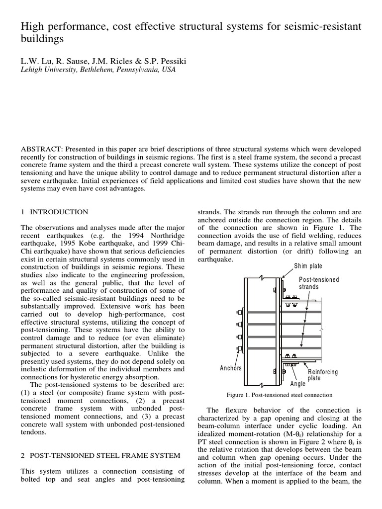 High Performance, Cost Effective Structural Systems For Seismic ...