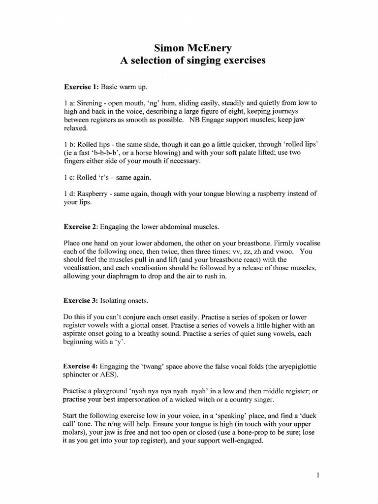 Singing Exercises | PDF