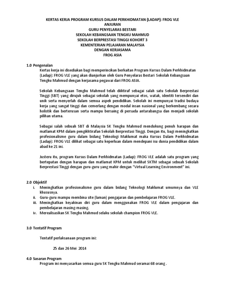 Kertas Kerja Program Kursus Dalam Perkhidmatan | PDF
