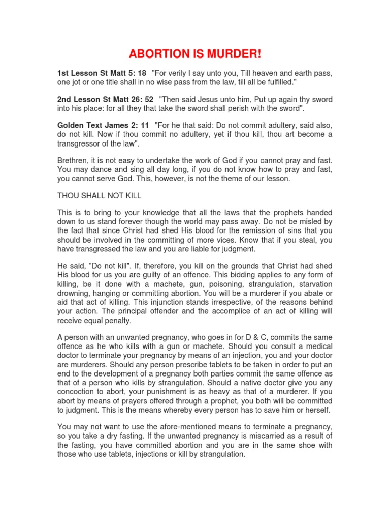 Abortion Is Murder | PDF | Sin | Last Judgment