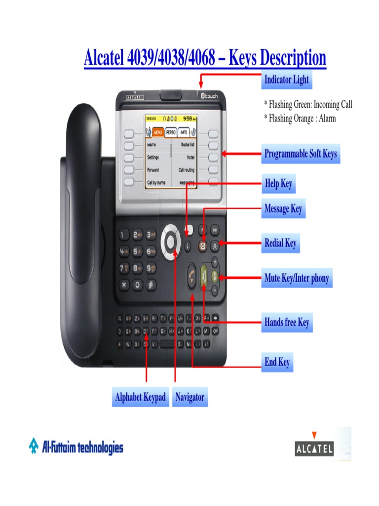 Keyページ Alcatel 4039/4038/4068 User Guide | PDF | Telephone | Menu (Computing)