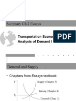 Summary CH 2 Essays: Transportation Economics: Analysis of Demand I
