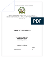 119 PRE-QUALIFICATION FOR SUPPLY AND DELIVERY OF PERISHABLE FOOD STUFF I.E. (FISH, MEAT, POULTRY, MILK AND EGGS ETC)