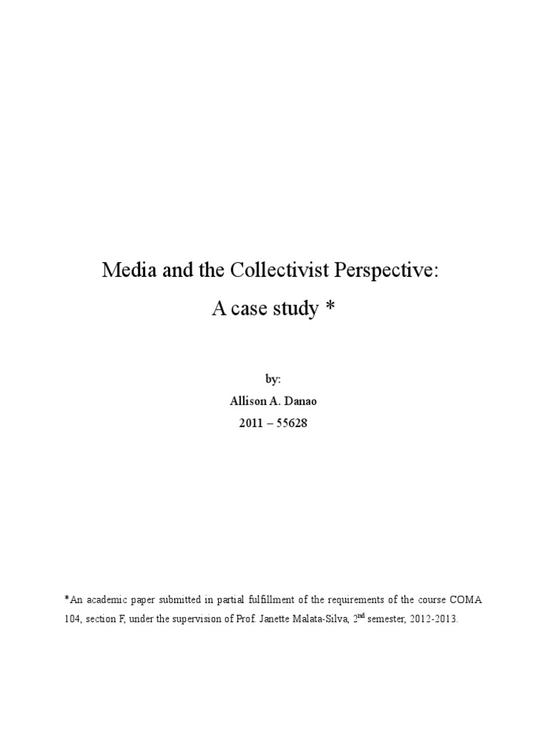 Media and The Collectivist Perspective | PDF | Collectivism | Academic ...