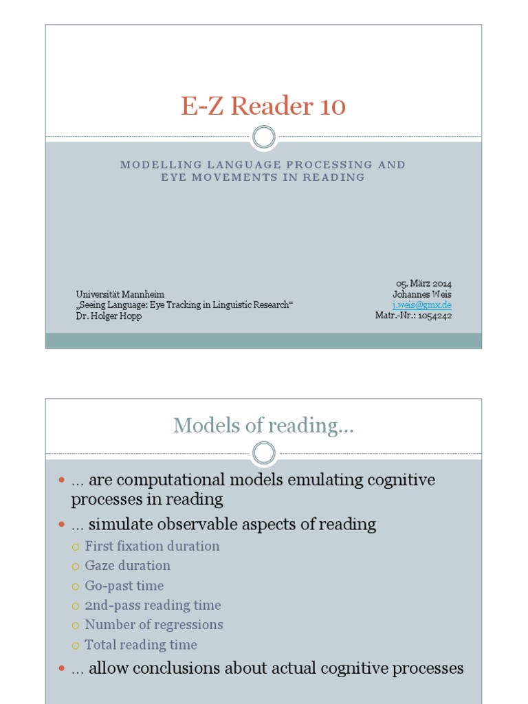 Eye Movements in E-Z Reader 10 | PDF