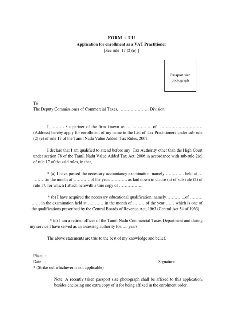 VAT Practitioner Enrollment Form | PDF