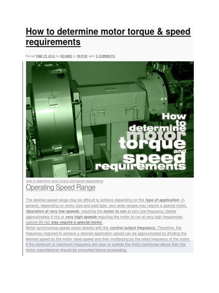 How to Determine Motor Torque Electric Motor Torque