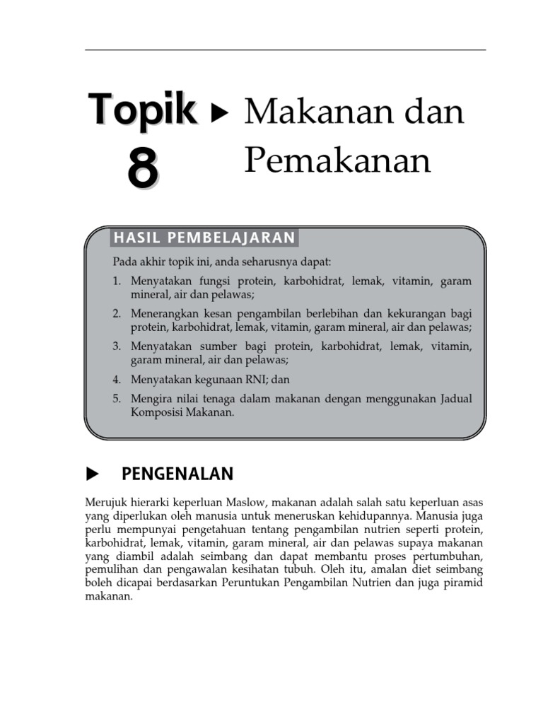 Topik 8 Makanan Dan Pemakanan  PDF