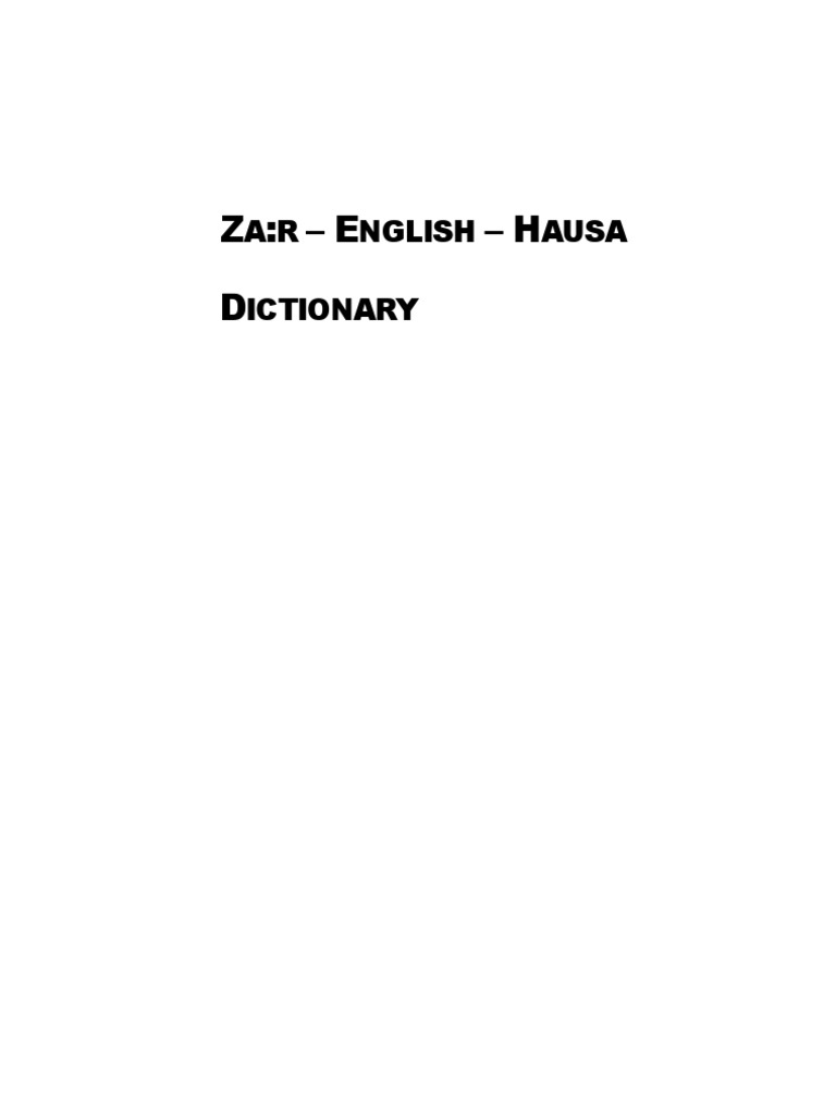 Zaar English Hausa Dictionary PDF Ficus Nature