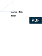Zaar Hausa-Zaar Index