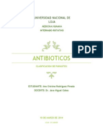 Antibióticos clasificación parasitos