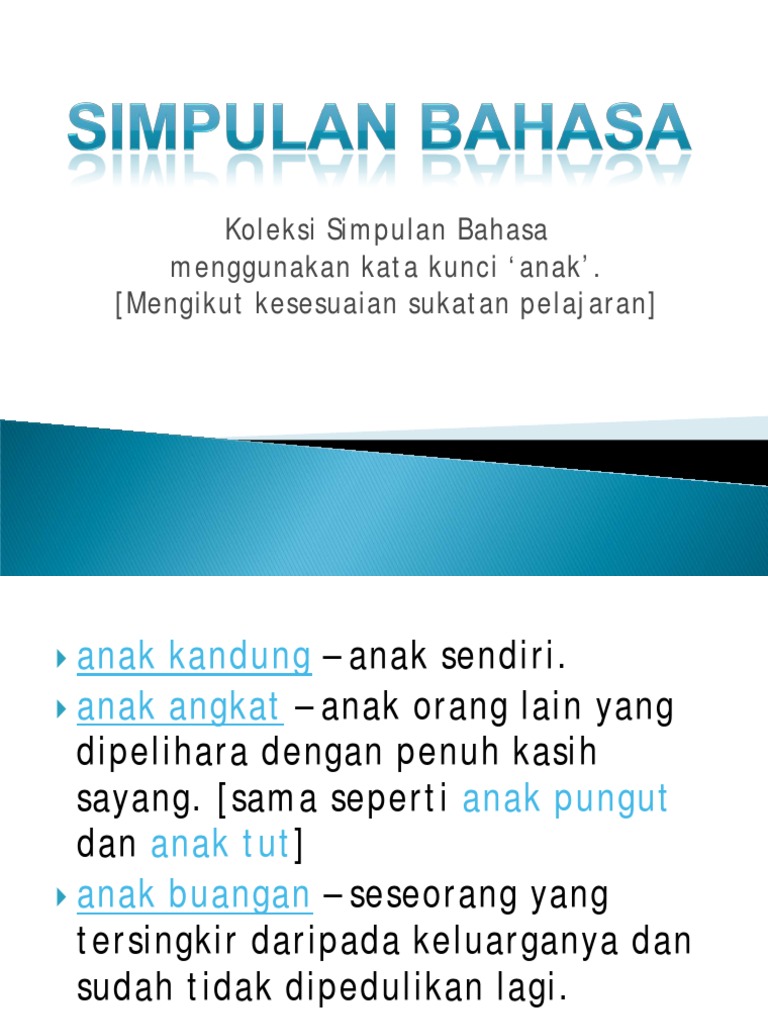 Simpulan Bahasa Anak Pdf