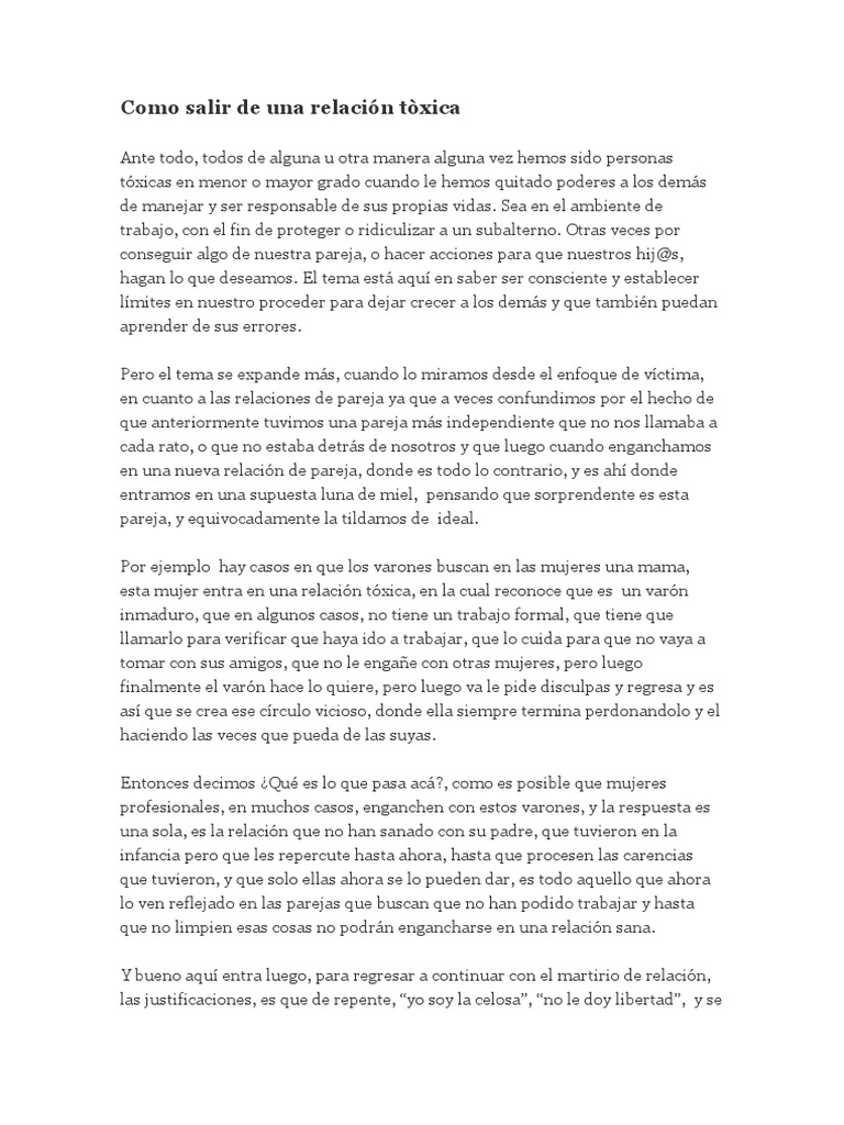 Cómo salir de una relación tóxica | PDF | Autoestima | Amor
