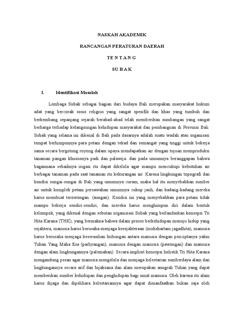 Naskah Akademik Perda Subak