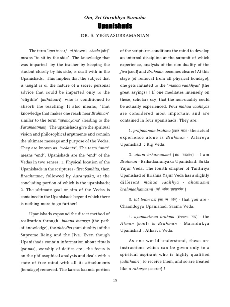 Dasho Upanishad - The Ten Upanishads | PDF | Religion & Spirituality