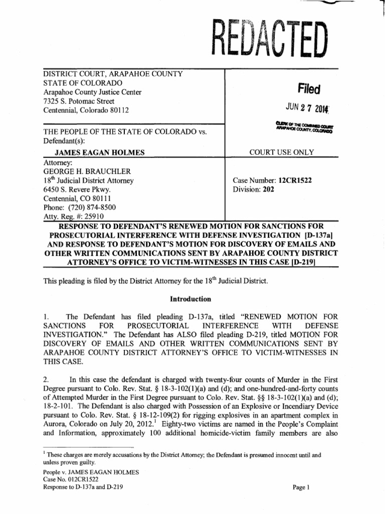 Response to Motion for Sanctions for Prosecutorial Interference Prosecutor Witness Free 30