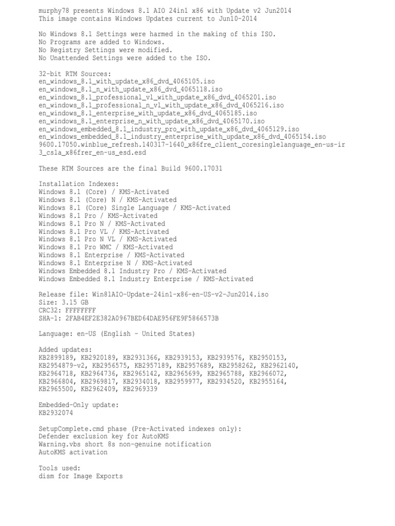 Windows 8.1 AIO 24in1 x86 Update v2 | PDF | Windows 8.1 | Microsoft Windows