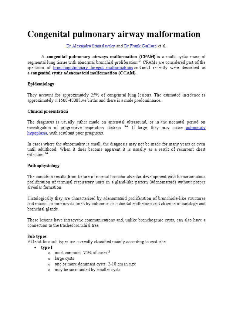 Congenital Pulmonary Airway Malformation | PDF | Respiratory Tract | Lung