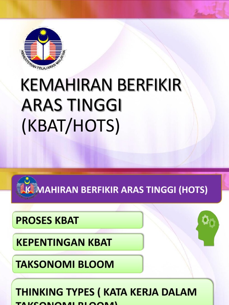 Kemahiran Berfikir Aras Tinggi Kbat Hots  PDF