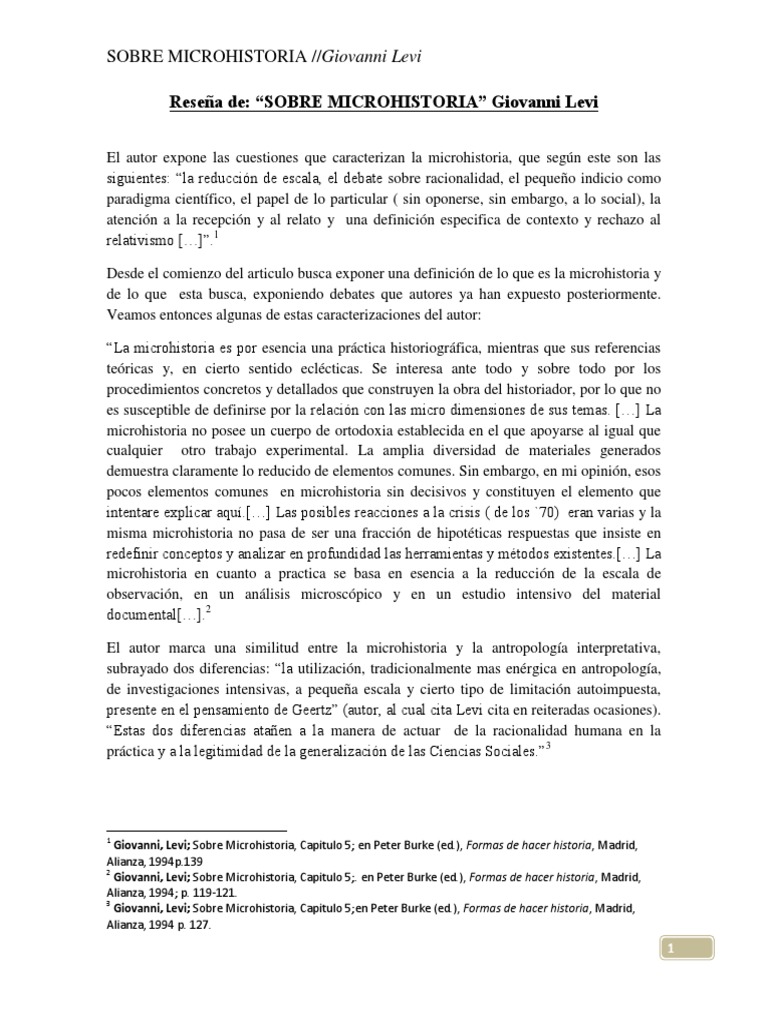 Definición y características de microhistoria | PDF | Antropología | Autor