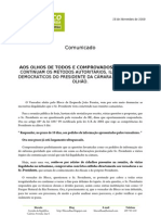 Comunicado Bloco de Esquerda Olhão - 26 de Novembro de 2009